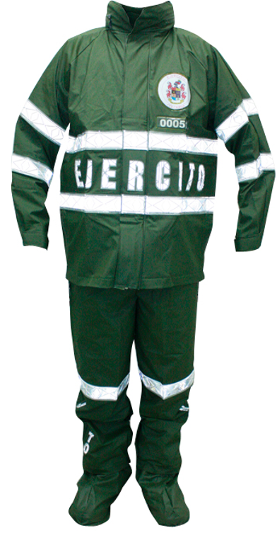 Impermeable vulcanizado verde militar logo ejercito